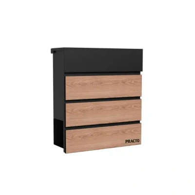 Afbeelding van Practo Garden Brievenbus Wandbrievenbus Cannes Met Krantenhouder Zwart Houtlook