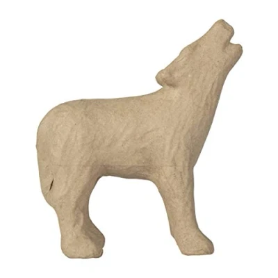 Afbeelding van Décopatch SA221C Een houder van bruin papier maché, 14x6x18 cm, Wolf