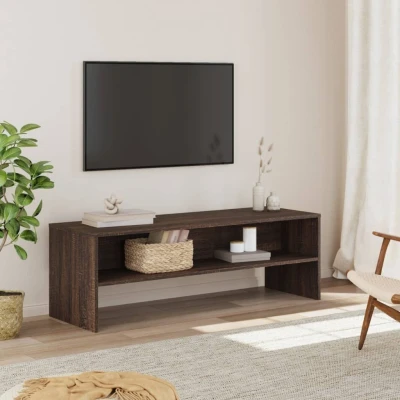 Afbeelding van Tv meubel 120x40x40 cm bewerkt hout bruin eikenkleurig