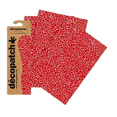 Afbeelding van Décopatch 3 vellen rood reptielenbedrukt papier, 30 x 40 cm