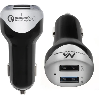 Afbeelding van Maclean Energy Autolader 2.4A 2xUSB kabel Q.C3.0 1.5m Zilver