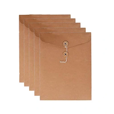 Afbeelding van VANRA 5 stuks A4 kraftpapieren enveloppen met koordsluiting voor school, kantoor, school