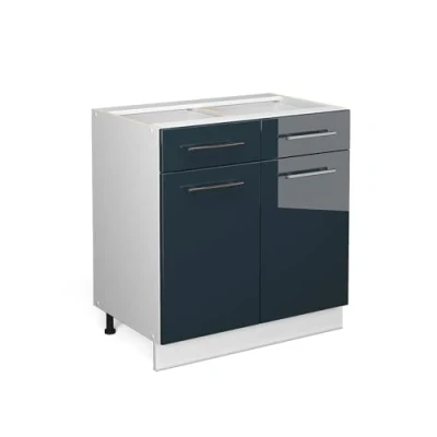 Afbeelding van Vicco Keukenonderkast Fame Line, Donkerblauw hoogglans/Wit, 80 cm zonder werkblad