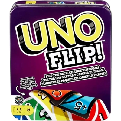 Image de Mattel Games Uno Jeu De Cartes, avec 112 Cartes dans Une Boîte Métallique Robuste, Nouvelles Action Étonnantes, Jouet Adultes, Enfant, Adolescent, A Partir 7 Ans, GDG37