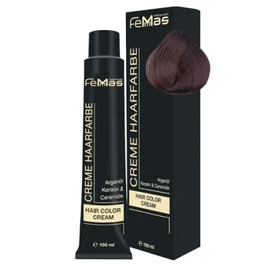 Image de FemMas Lot de 3 teintures pour cheveux, 100 ml, crème professionnelle, enrichie à l’huile d&#039;argan, kératine et céramides, comme coloration permanente ou teinte, blond foncé, chocolat intense 6.99