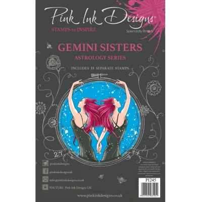 Afbeelding van Pink Ink Designs Astrology Series Clear Stamp Set Gemini Sisters