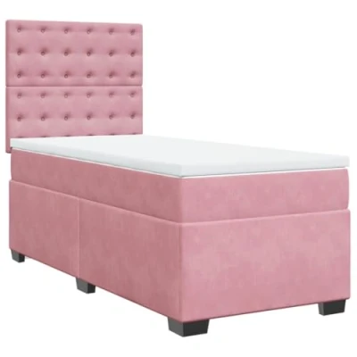 Afbeelding van vidaXL Boxspring met matras fluweel roze 100x200 cm
