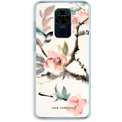 Afbeelding van Case Company® hoesje geschikt voor Xiaomi Redmi Note 9 Japanse bloemen Soft Cover Telefoonhoesje Bescherming aan alle Kanten en Schermrand