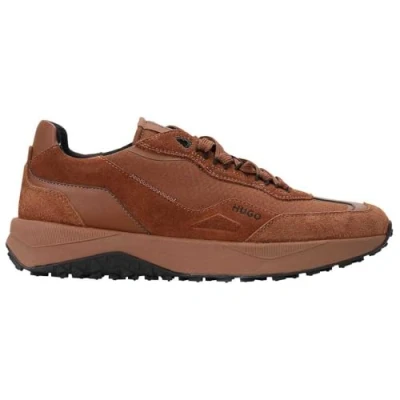 Afbeelding van HUGO KANE Sneakers laag, Heren, Maat: 42, Medium brown Leer en textiel