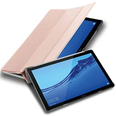 Afbeelding van Cadorabo Tablet Hoesje geschikt voor Huawei MediaPad T5 10 (10.1 inch) in PASTEL ROZE GOUD Ultra dun beschermend geval ZONDER automatische Wake Up en Stand functie Book Case Cover Etui