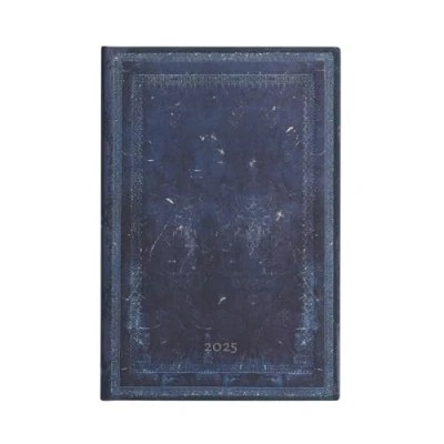 Afbeelding van Old Leather Collection Inkblot (Old Collection) Midi 12 month Verso Hardback Dayplanner 2025 (Elastic Band Closure)