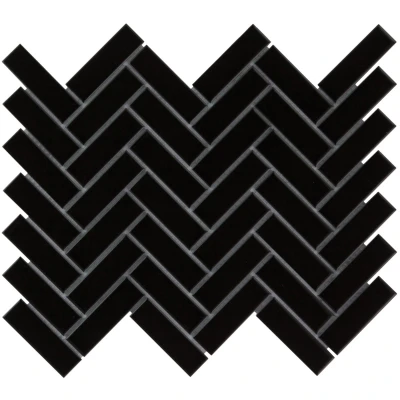 Afbeelding van The Mosaic Factory Paris mozaïektegel 2.3x7.3x0.6cm voor wand en vloer binnen buiten visgraat Keramiek Glans Zwart