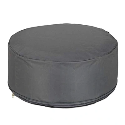 Afbeelding van Relaxdays Opblaasbare poef tuinpoef campingkrukje opblaasstoel buiten 26 x 56 cm grijs