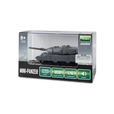 Afbeelding van Amewi RC Leopard II op afstand bestuurbare mini tank met IR Battle functie, 1:72 RTR, kinderen vanaf 8 jaar, grijs
