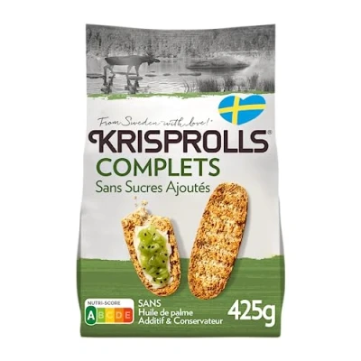 Afbeelding van KRISPROLLS Complete Zweedse broodjes zonder toegevoegde suiker palmolie additieven of conserveringsmiddelen 425 g