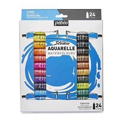 Afbeelding van Pebeo Studio 668920 aquarelverfset voor professionele kunstenaars en hobbyschilders, 24 kleuren, 12 ml