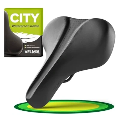 Afbeelding van VELMIA Superlight fietszadel, licht en 100% waterdicht, ergonomisch design, comfortabel fietszadel voor dames heren, ideaal e bikes, trekking stad