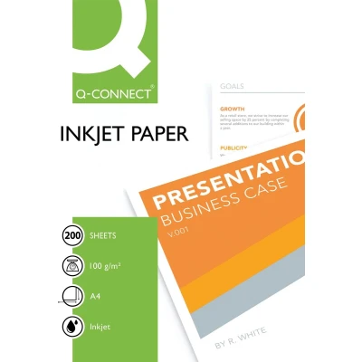 Afbeelding van Q connect Inkjet Papier, Ft A4, 100 G, Pak Van 200 Vel, Wit Presentatiepapier