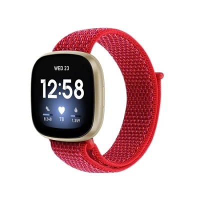 Afbeelding van Fitbit Versa 3 &amp; Sense 1 Sport loop nylon bandje Rood