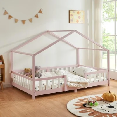 Afbeelding van Kinderbed Treviolo met uitvalbeveiliging 140x200 cm roze [en.casa]