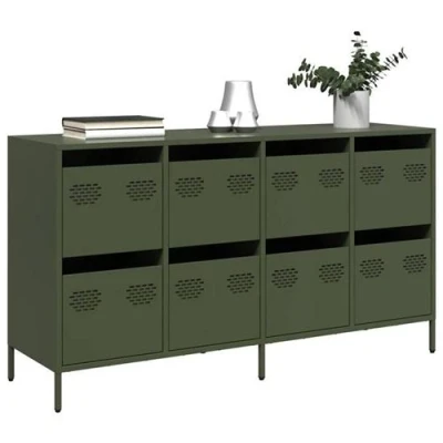 Afbeelding van vidaXL Dressoir 135x39x73,5 cm koudgewalst staal olijfgroen
