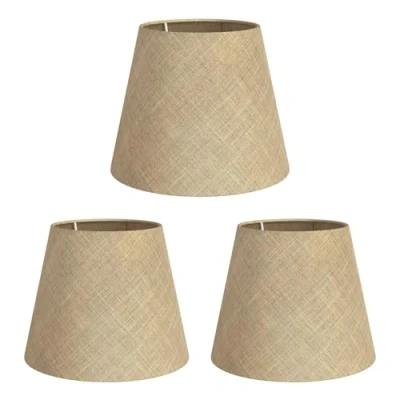 Afbeelding van ledscom.de 3 stuks lampenkap, hennep, textiel, stof, natuurbeige, 200 mm Ø