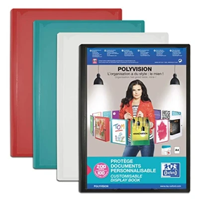 Afbeelding van OXFORD Polyvision Documentenbescherming, A4, 200 pagina&#039;s/100 hoesjes, polypropyleen, ondoorzichtig, verschillende kleuren