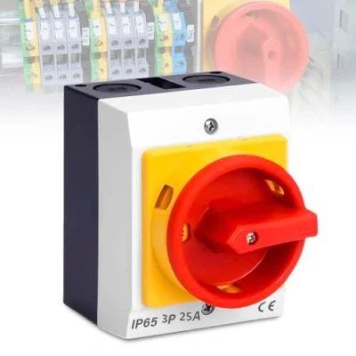 Afbeelding van GOMETY Interrupteur principal 16 A 3 broches Avec boîtier En plastique IP65 Disjoncteur de charge saillie Pour connecter des interrupteurs et couper circuits électriques (25 à 3P)