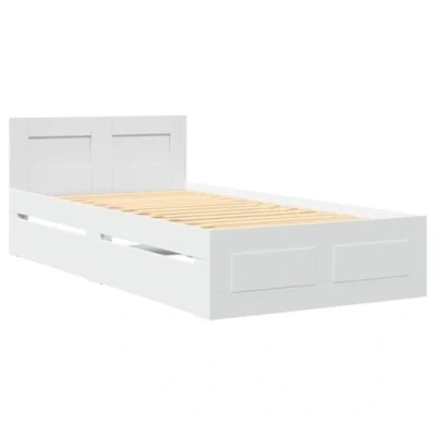 Afbeelding van vidaXL Bedframe met hoofdbord bewerkt hout wit 100x200 cm