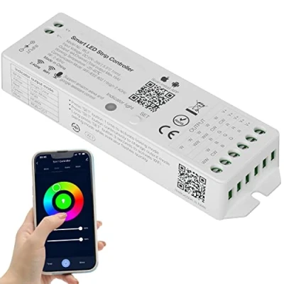 Afbeelding van PAUTIX 5 in 1 WiFi LED Dimbare Controller voor Monochrome Strip CCT RGB RGBW RGBCCT Compatibel met Tuya/Smart Life/Alexa/Google Home/Siri, DC12 24V Lichtcontroller