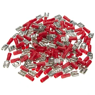 Image de Goobay 17004 Lot de 100 cosses plates Dimensions : 6,4 x 0,8 mm Connecteur jusqu&#039;à 15 A Partiellement isolé câble pour max. 2,5 mm² Cosse bleue