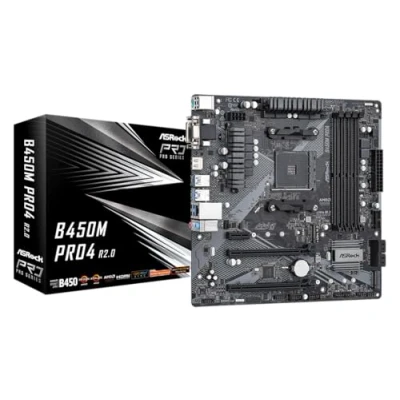 Afbeelding van ASRock B450M Pro4 R2.0 Moederbord Socket AMD AM4 Vormfactor Micro ATX chipset AMD® B450