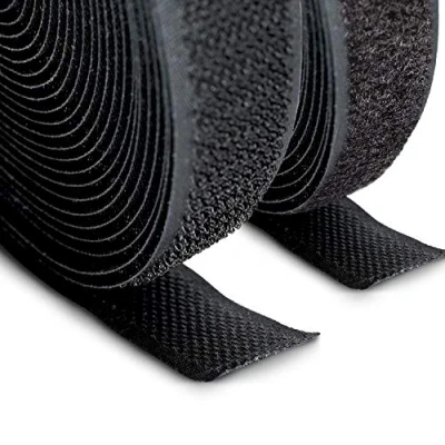 Afbeelding van FrogJim vliesband en haak voor het naaien zwart, 20 mm breed, 5 m rol vlies naai niet klevend KRNS5