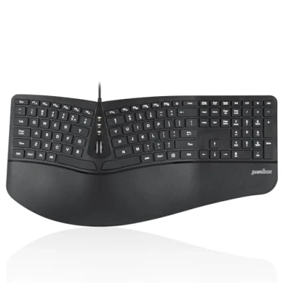 Afbeelding van Perixx Periboard 330 Bedraad Ergonomisch Gesplitst toetsenbord Verlicht Met USB hub x 2 Verstelbare polssteun QWERTY/US