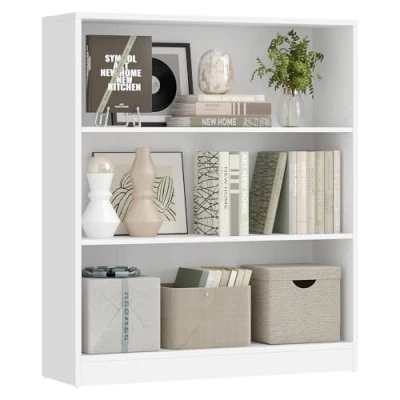 Afbeelding van VASAGLE LBC106T14 Boekenkast met 3 verstelbare planken, kinderboekenkast en opbergeenheid voor thuiskantoor, studie, 80 x 24 93 cm, wit