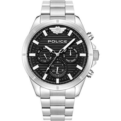 Afbeelding van POLICE Heren analoog kwartshorloge met roestvrijstalen armband PEWJK2227806, klassiek, Klassiek