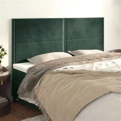 Afbeelding van vidaXL Hoofdborden 4 st 90x5x78/88 cm fluweel donkergroen