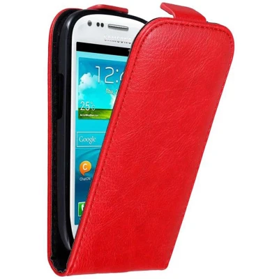 Afbeelding van Cadorabo Hoesje geschikt voor Samsung Galaxy S3 MINI in APPEL ROOD Beschermhoes flip design Case Cover met magnetische sluiting