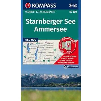 Afbeelding van KOMPASS Wanderkarte 180 Starnberger See, Ammersee 1:50.000