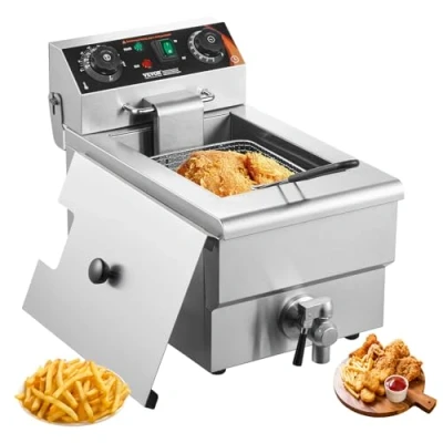 Image de VEVOR Friteuse à bain d&#039;huile électrique commerciale avec panier 3000 W 9 L bar