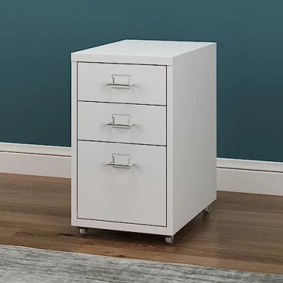 Afbeelding van Bureaukast Kökar op wielen 48x28x41 cm wit mat