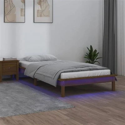 Afbeelding van vidaXL Bedframe LED massief hout honingbruin 100x200 cm