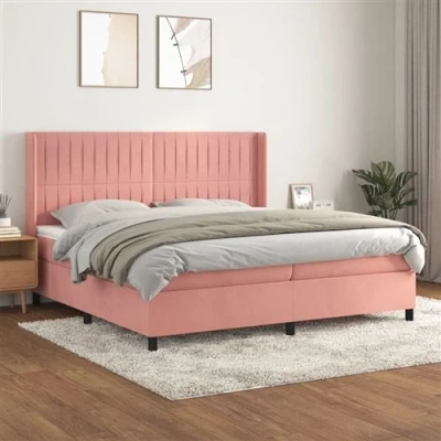 Afbeelding van vidaXL Boxspring met matras fluweel roze 200x200 cm