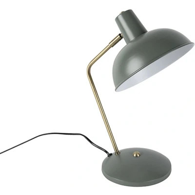 Afbeelding van QAZQA Retro tafellamp groen met brons Milou