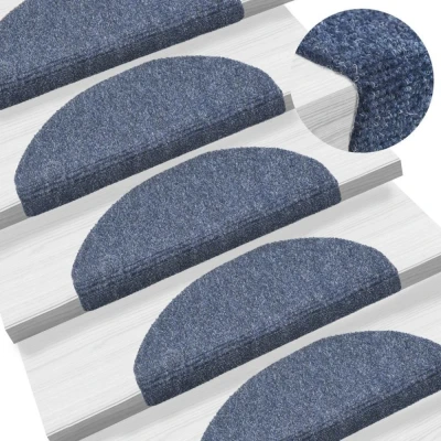 Afbeelding van Trapmat zelfklevend 65x21x4 cm naaldvilt blauw 15 delig