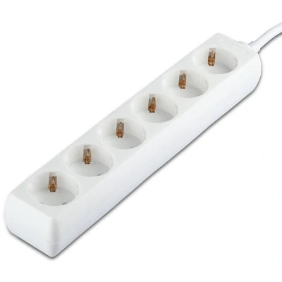 Afbeelding van V TAC VT 1106 3 Adapters &amp; Contactdozen Verlengcontactdozen IP20 Wit 3m Draad 6 Weg