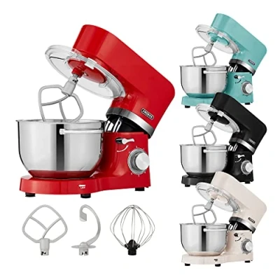 Afbeelding van AREBOS Keukenmachine 1500W Keukenrobot 5,5L&amp;4,5L Keukenmixer Foodprocessor Roestvrij Stalen Mengkom 6 Snelheden Rood