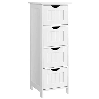 Afbeelding van Smalle Kast Vrijstaand Badmeubel Badkamerkast Ladekast Wit Geschikt voor 12 paar schoenen 70 x 26 55 cm
