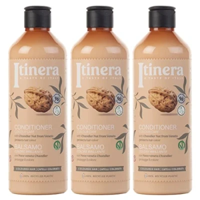 Afbeelding van ITINERA Conditioner voor gekleurd haar met Veneto walnoot, 96% natuurlijke ingrediënten, 370 ml x3