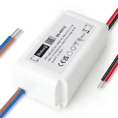 Afbeelding van illuburg Led transformator, 12 V, 45 W, flikkervrij, voor G4, GU5,3, ledstrip, voeding, driver
